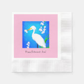 Egret met Sakura Cherry Blossom en Blue Sky Servet (Voorkant)