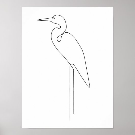 Egret minimalist vogellijn Art Poster (Voorkant)
