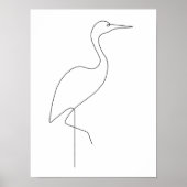 Egret minimalist vogellijn Art Poster (Voorkant)