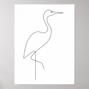 Egret minimalist vogellijn Art Poster