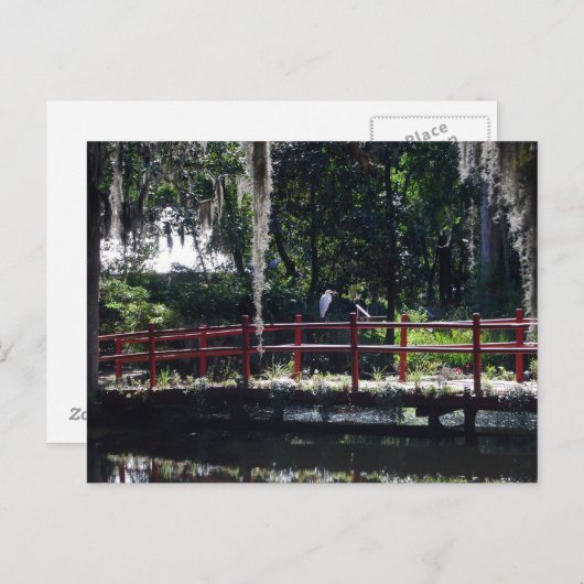 Egret on Red Bridge Briefkaart (Voorkant / Achterkant)