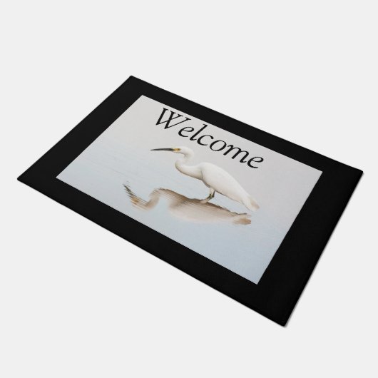 Egret op stille vijver deurmat (Schuin)