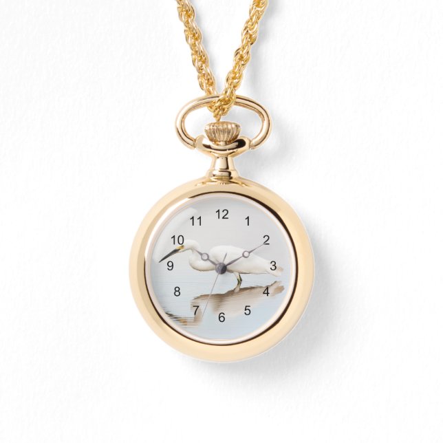 Egret op stille vijver horloge (Voorkant)