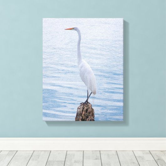 Egret Perch Canvas Afdruk (Insitu (Houten vloer))
