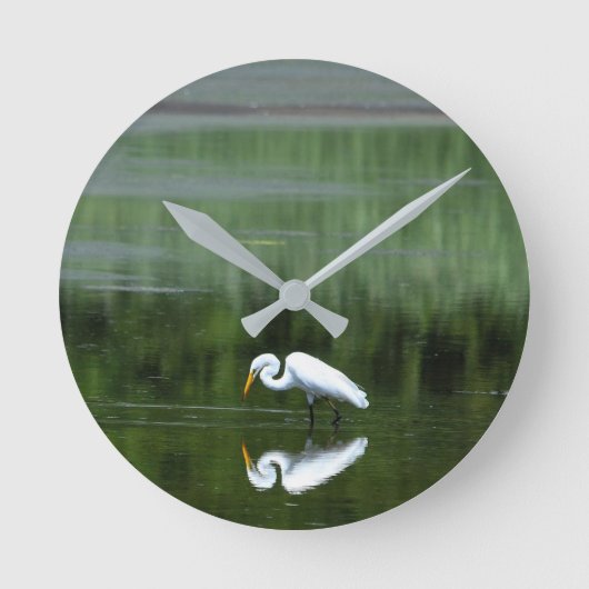 Egret Reflectie Acrylwandklok Ronde Klok (Voorkant)