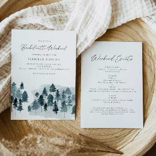 EGRET Rustic Blue Winter Pine Tree Bachelorette Kaart
