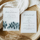 EGRET Rustic Blue Winter Pine Tree Bachelorette Kaart