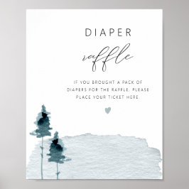 EGRET Rustic Slate Blue Diaper Poster Raffle Game