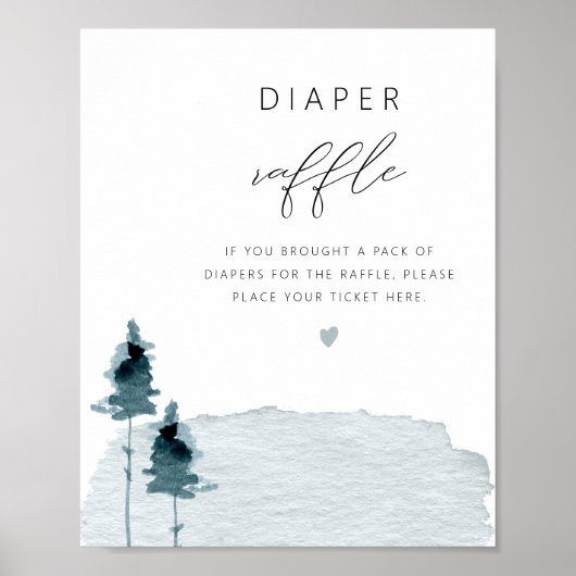 EGRET Rustic Slate Blue Diaper Poster Raffle Game (Voorkant)