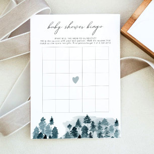 EGRET Rustic Winter Dennenhout Baby Shower Bingo S Kaart
