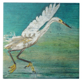 Egret Shorebird Beach House Art Tegeltje