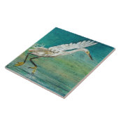 Egret Shorebird Beach House Art Tegeltje (Zijkant)