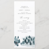 EGRET Slate Blue Waterverf Pines Wedding Programme Menu (Voorkant)