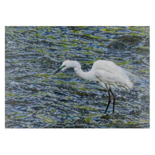 Egret Stork Blue Lake White Bird Snijplank (Voorkant)