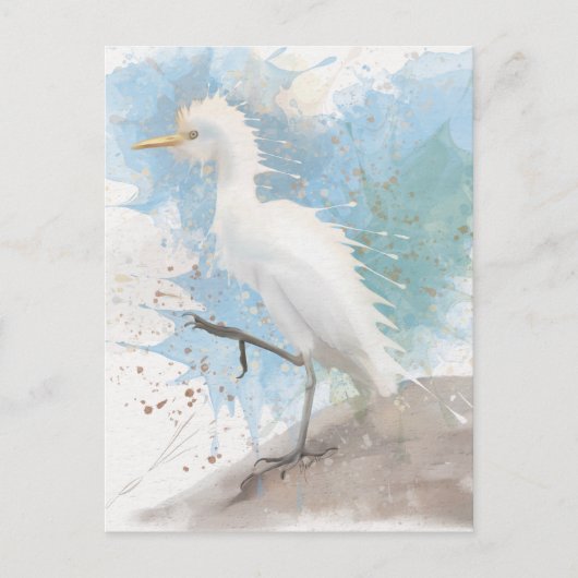 Egret watercolor  briefkaart (Voorkant)