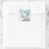 Egret-waterverf Vierkante Sticker (Tas)