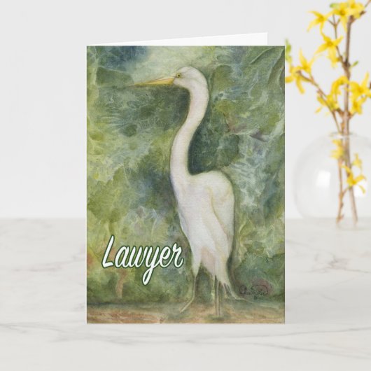 Egret white bird wilderness Lawyer Bedankt Kaart (Gele Bloem)