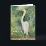 Egret white bird wildernis Brother Birthday Card Kaart<br><div class="desc">Broer Birthday-kaart Egret wildlife white bird. Titel: "Standing Proud" Waterverf schilderij van een gret. Dit ontwerp was een inspiratie van een van onze reizen naar Costa Rica waar we verbleven in Playa Los Suenos. We besloten om nooit in de Herradura een prachtig uitziend gebied te verkennen dat populair is voor...</div>