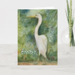 Egret white bird wildernis Brother Birthday Card Kaart<br><div class="desc">Broer Birthday-kaart Egret wildlife white bird. Titel: "Standing Proud" Waterverf schilderij van een gret. Dit ontwerp was een inspiratie van een van onze reizen naar Costa Rica waar we verbleven in Playa Los Suenos. We besloten om nooit in de Herradura een prachtig uitziend gebied te verkennen dat populair is voor...</div>