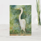 Egret witte vogel wildernis Zuster Verjaardag Kaar Kaart (Voorkant)