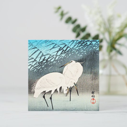 Egrets and Reeds, fijne kunst van Ohara Koson Kaart (Staand voorkant)