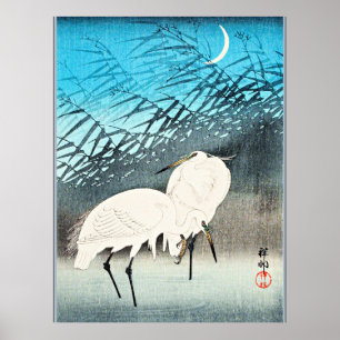 Egrets and Reeds, fijne kunst van Ohara Koson Poster