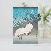 Egrets and Reeds in Moonlight (1926) door Ohara Ko Kaart (Staand voorkant)