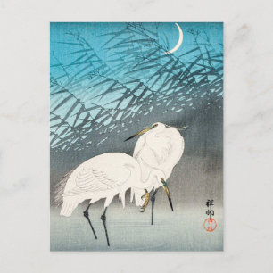 Egrets and Reeds in Moonlight - Ohara Koson - Art Briefkaart