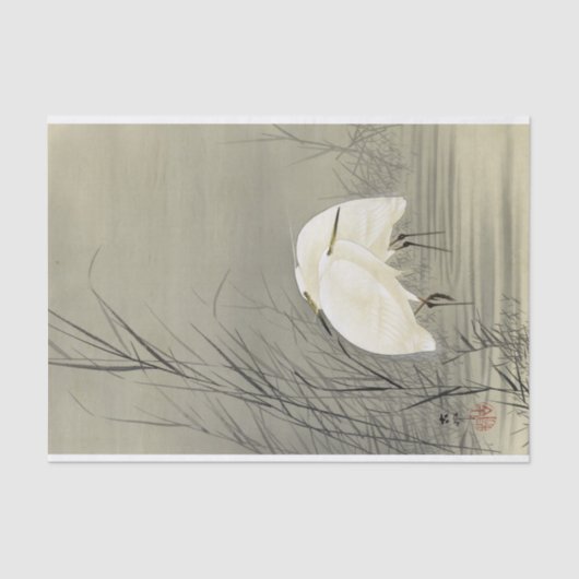 Egrets in Swamp by Ohara Koson Tissuepapier (Voorkant)