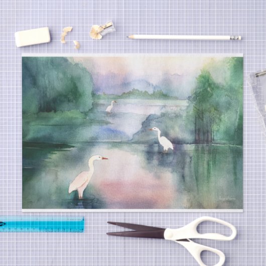 Egrets Waterverf Weefselpapier Tissuepapier (Craft)