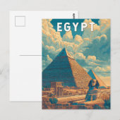Egypt Illustration Travel Art Vintage Briefkaart (Voorkant / Achterkant)