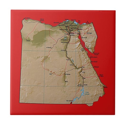 Egypt Kaart Tegels Tegeltje (Voorkant)