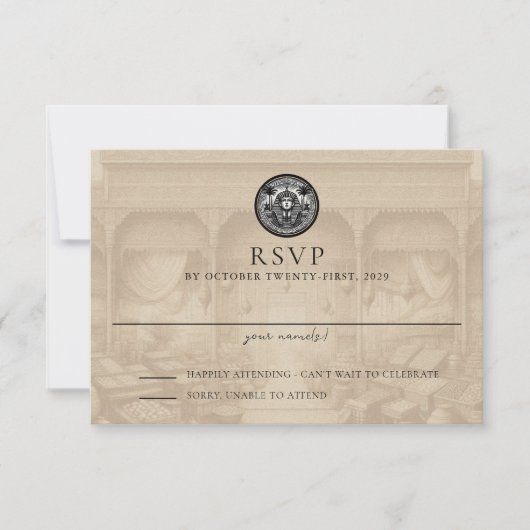 Egypt Passport Wedding Response Card RSVP Kaartje (Voorkant)