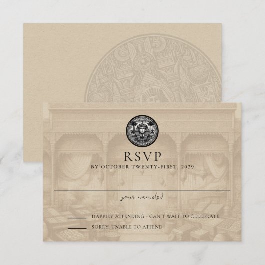 Egypt Passport Wedding Response Card RSVP Kaartje (Voorkant / Achterkant)