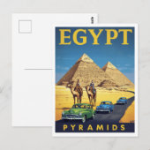 Egypt Piramides Vintage Auto Retro Briefkaart (Voorkant / Achterkant)