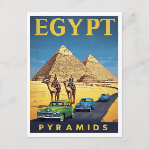 Egypt Piramides Vintage Auto Retro Briefkaart