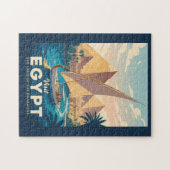 Egypt Pyramid Illustration Travel Art Vintage Legpuzzel (Horizontaal)