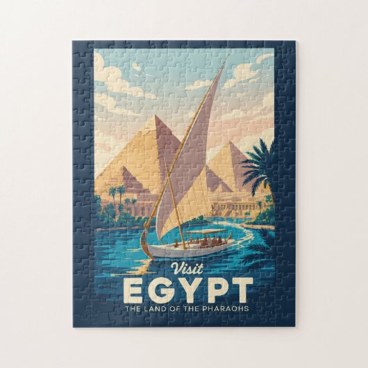 Egypt Pyramid Illustration Travel Art Vintage Legpuzzel (Verticaal)