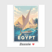 Egypt Pyramid Illustration Travel Art Vintage Sticker (Vel)