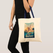 Egypt Pyramid Illustration Travel Art Vintage Tote Bag (Voorkant (product))