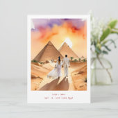 Egypt Pyramids Desert Wedding Couple Illustration Kaart (Staand voorkant)