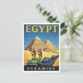 Egypt Pyramids Vintage Car Retro Briefkaart (Staand voorkant)