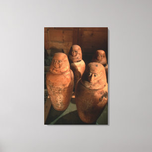 Egypte, 26e dynastie Canopische vazen gevonden in Canvas Afdruk