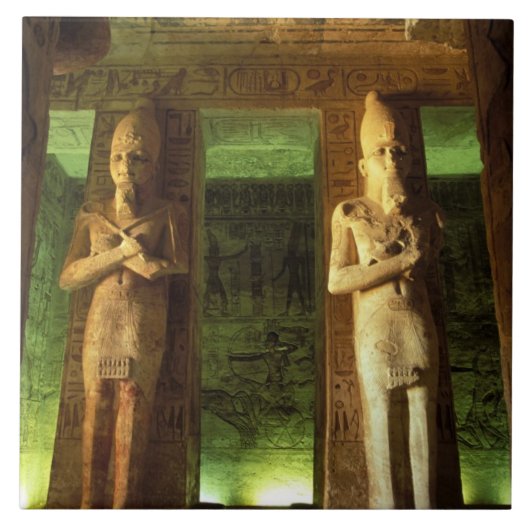 Egypte, Abu Simbel, Beeld van Ramses II, Tegeltje (Voorkant)
