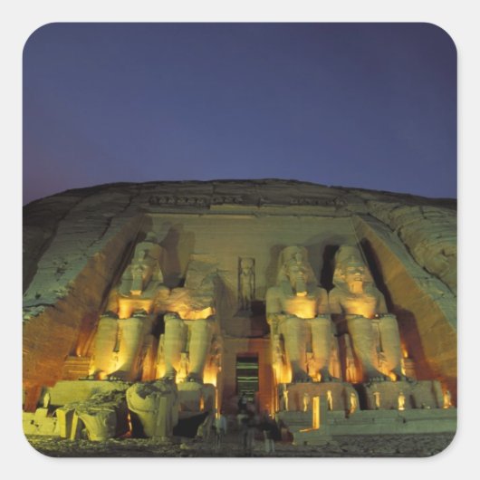 Egypte, Abu Simbel, kolossale cijfers van Ramesses Vierkante Sticker (Voorkant)
