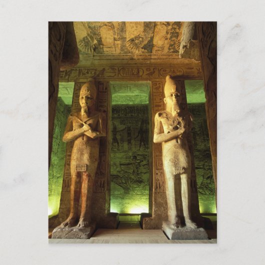 Egypte, Abu Simbel, Standbeeld van Ramses II, Briefkaart (Voorkant)