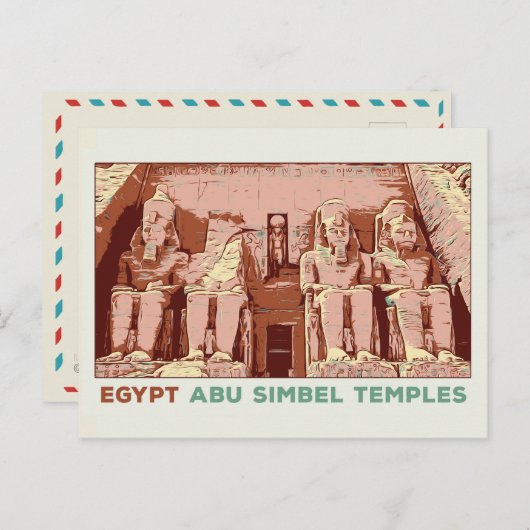 Egypte, Abu Simbel voorbeeld Briefkaart (Voorkant / Achterkant)