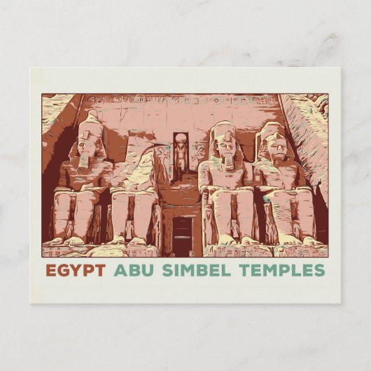 Egypte, Abu Simbel voorbeeld Briefkaart (Voorkant)