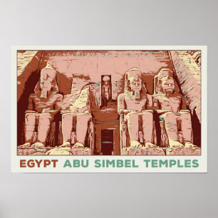 Egypte, Abu Simbel voorbeeld Briefkaart Poster