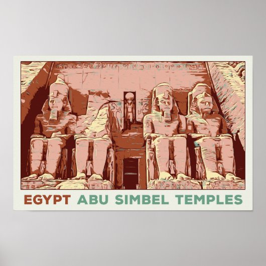 Egypte, Abu Simbel voorbeeld Briefkaart Poster (Voorkant)